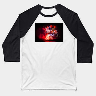 Spectacular fireworks over Santorini Baseball T-Shirt